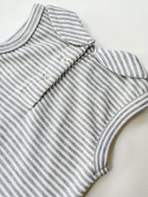 Load image into Gallery viewer, Organic Cotton Sleeveless Peter Pan Bodysuit - Striped Marle
