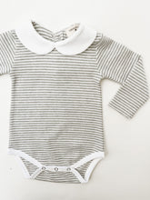Load image into Gallery viewer, Organic Cotton Long Sleeve Peter Pan Bodysuit - Striped Marle
