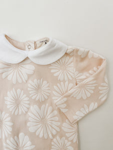 Organic Cotton Long Sleeve Peter Pan Bodysuit - Daisy Bloom