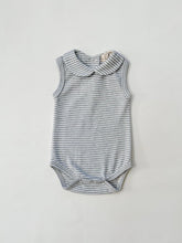 Load image into Gallery viewer, Organic Cotton Sleeveless Peter Pan Bodysuit - Striped Marle
