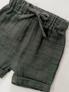 Organic Cotton Basic Cuffed Shorts - Thyme