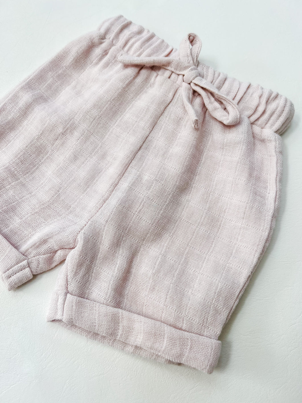 Organic Cotton Basic Cuffed Shorts - Pale Mauve