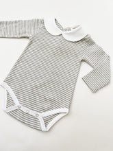 Load image into Gallery viewer, Organic Cotton Long Sleeve Peter Pan Bodysuit - Striped Marle
